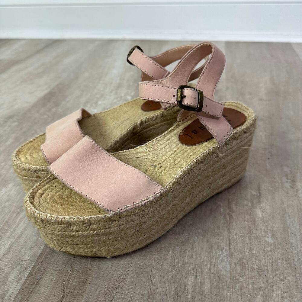 MANEBI Suede Platform Espadrille Sandals In Pink Size 38